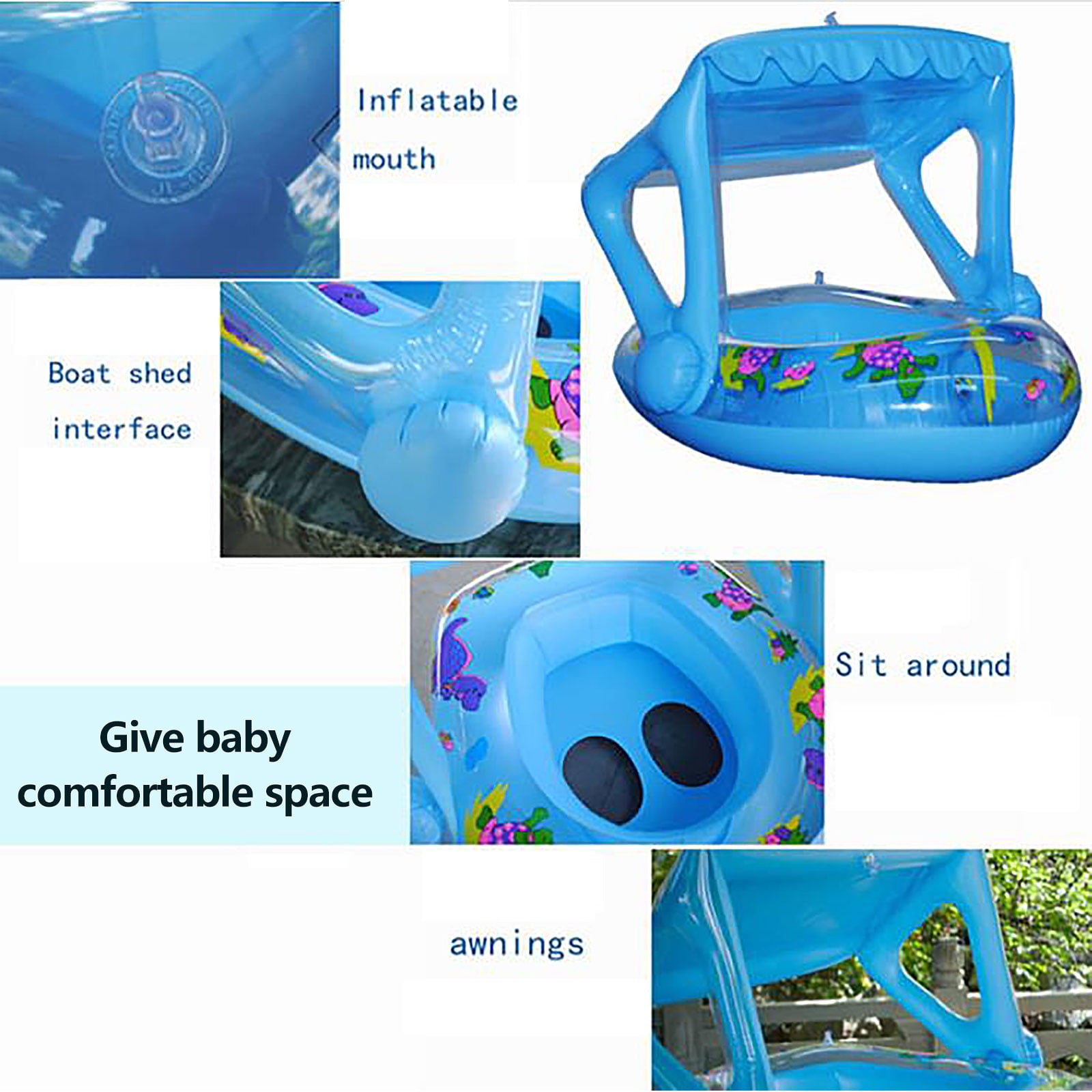 YINKUU Water Seat Rings Pools Accessories Inflatable Dinosaur Tent Baby Swimming Children Infants Sunshade Sitting Circle