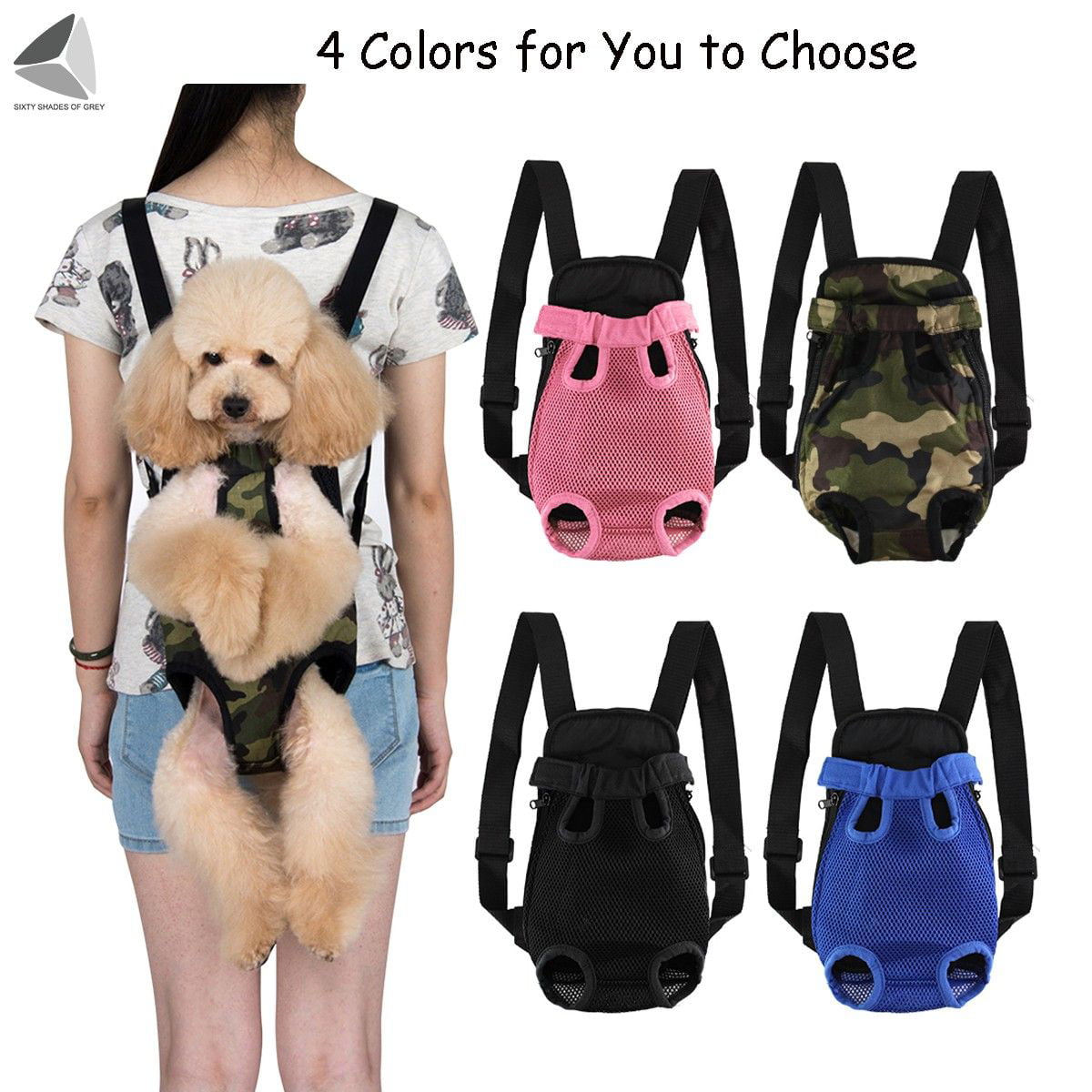 Sixtyshades Pet Dog Carrier Backpack Adjustable Puppy Travel Bag Legs Out (S， Pink)