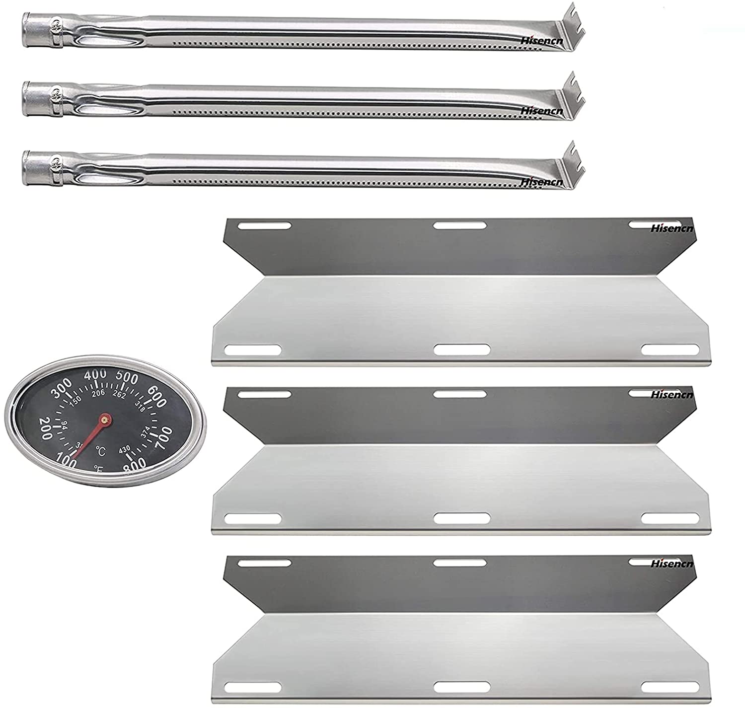 Repair Kit for Nexgrill 720-0016, 720-0230, 720-0036, 720-0018, 720-0025, 720-0038, 720-0125, 730-0230 Grill, Burners + Heat Plates + Thermometers Kit