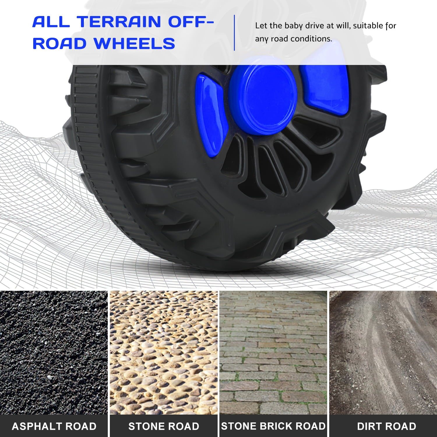 Werseon Kids Ride On ATV，Electric 4-Wheeler Car，6V Battery Powered Electric Vehicle with LED Lights， Blue