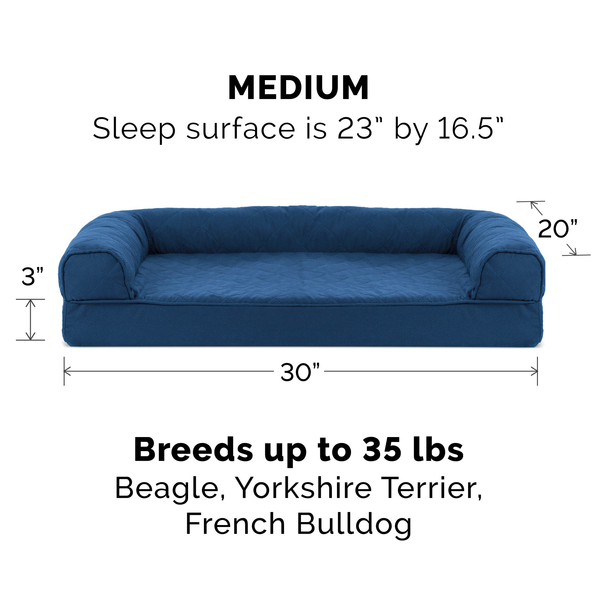 FurHaven Pet Products | Memory Foam Quilted Sofa Pet Bed for Dogs and Cats - Navy， Medium