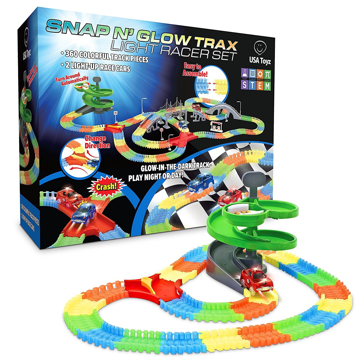 USA Toyz 360pk Large Glow in the Dark Track Set Compatible (Unisex)