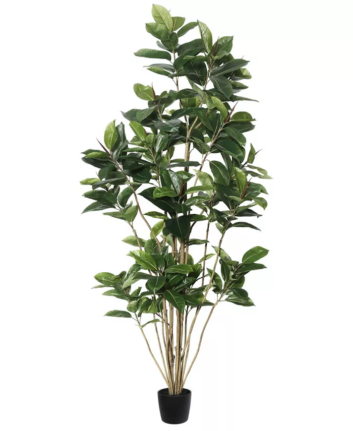 Vickerman 7' Potted Artificial Green Rubber Tree