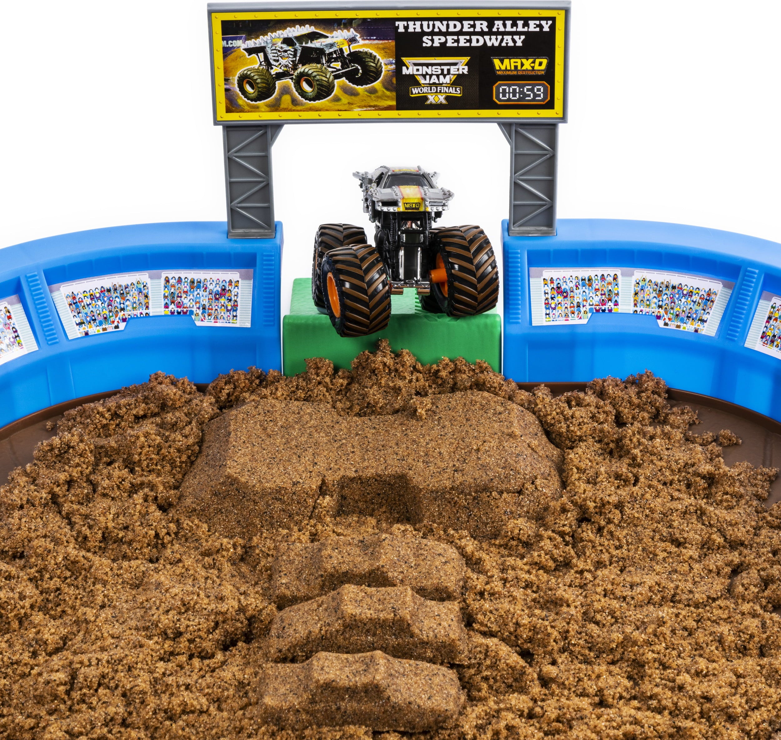 Monster Jam， Monster Dirt Arena 24-inch Playset with 2lbs of Monster Dirt and Exclusive 1:64 Scale Die-Cast Monster Jam Truck