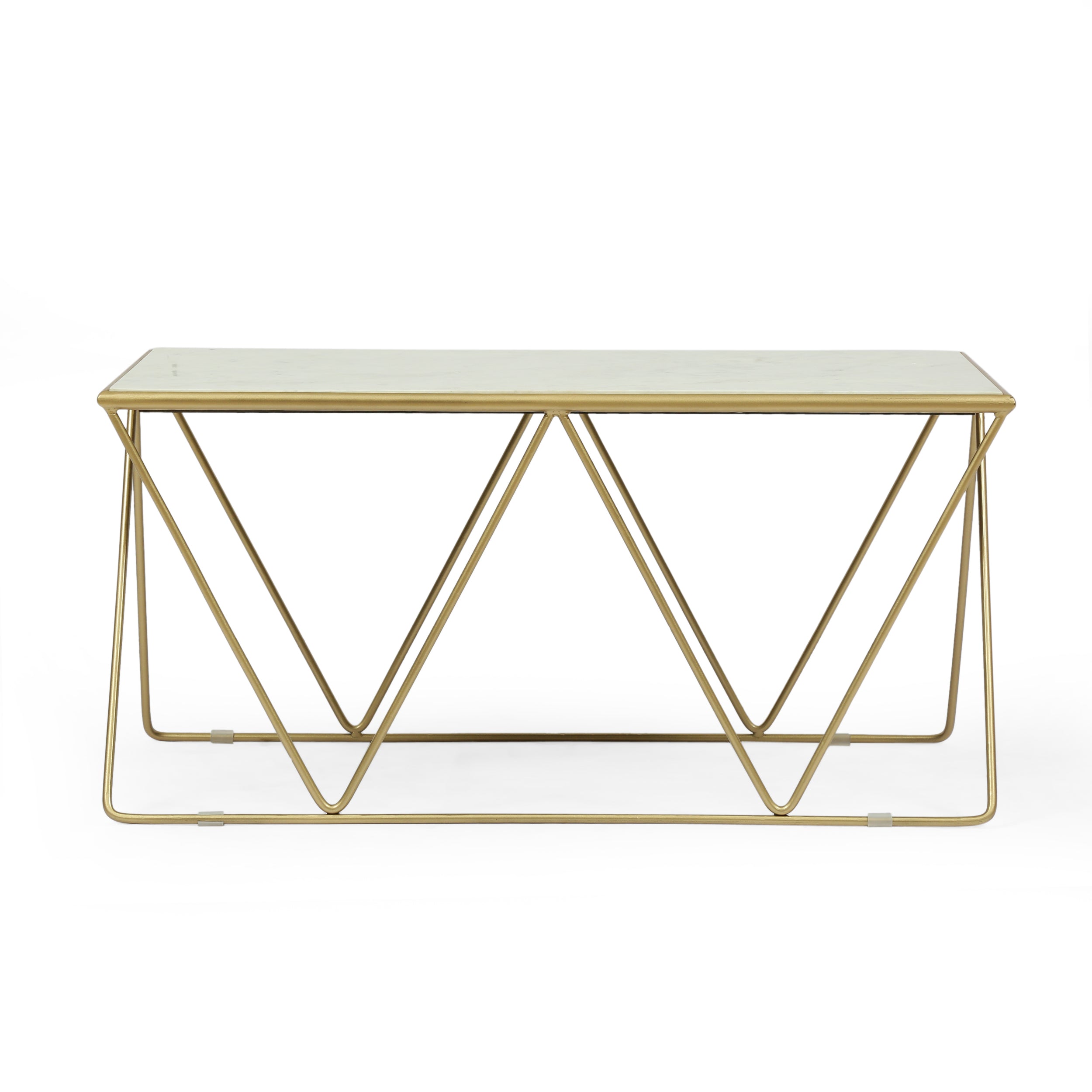 Massie Modern Glam Handcrafted Marble Top Coffee Table
