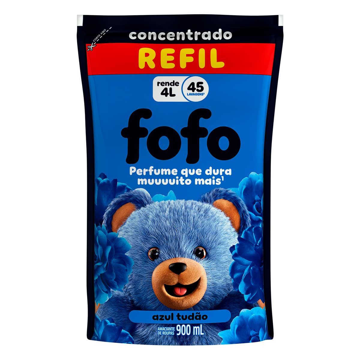 Amaciante de Roupa Concentrado Azul Tudao Fofo Sache 900ml Refil
