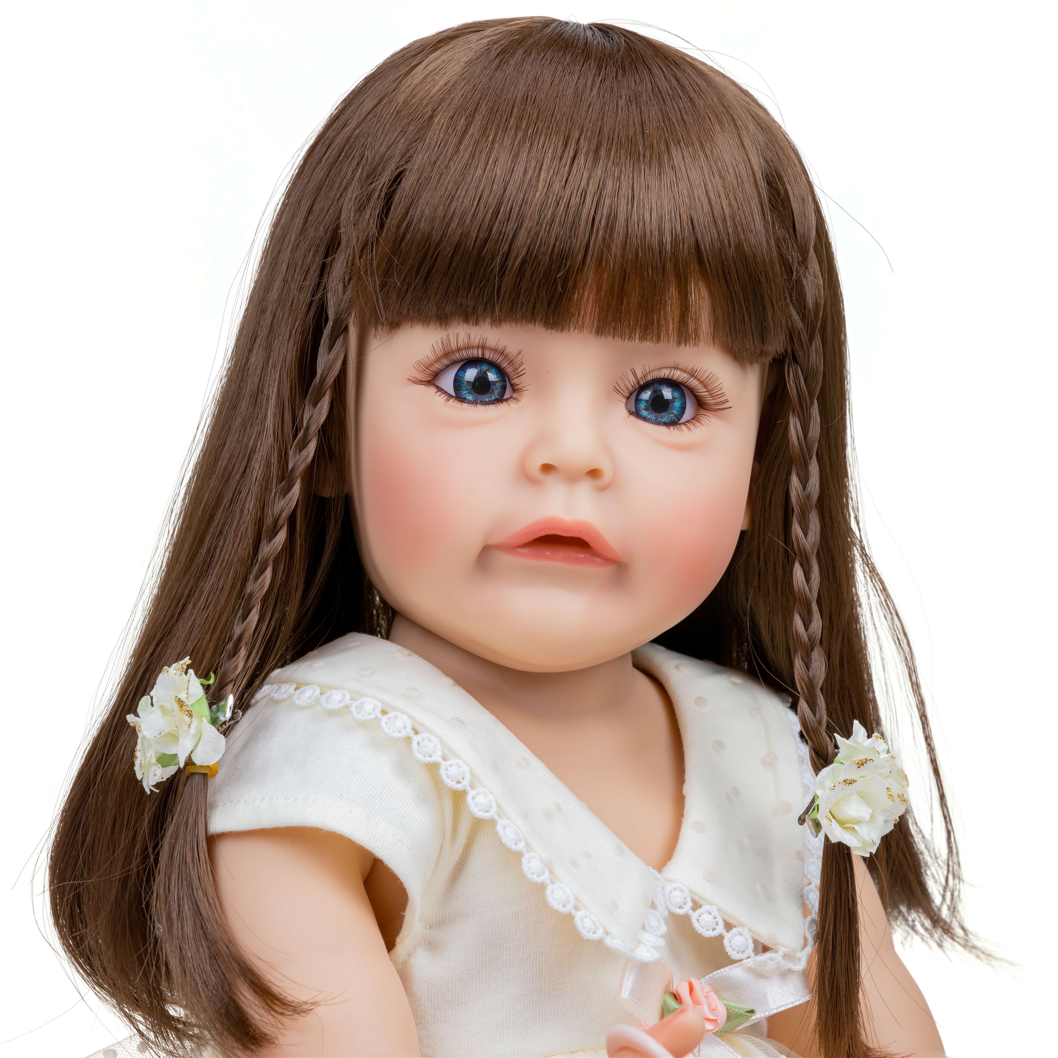 Reborn Dolls Lifelike Girls Long Hair 22 inch Reborn Baby Dolls Full Body Silicone Newborn Babies Realistic Girls