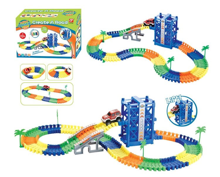 Magic Track Car Flexible with Lift Create Your Own Track 120 Pcs