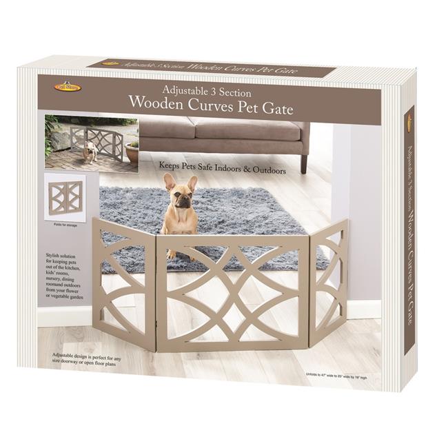 212 Main 5219 Wooden 3-Section Folding Pet Gateand#44; Grey