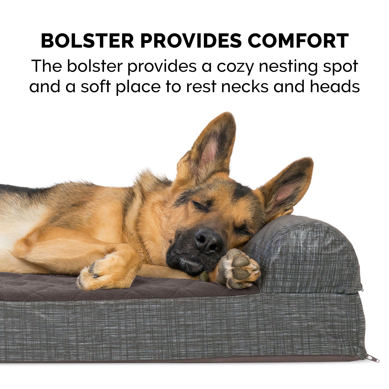 FurHaven Pet Dog Bed | Orthopedic Quilted Fleece and Print Chaise Couch Pet Bed for Dogs and Cats， Espresso， Small