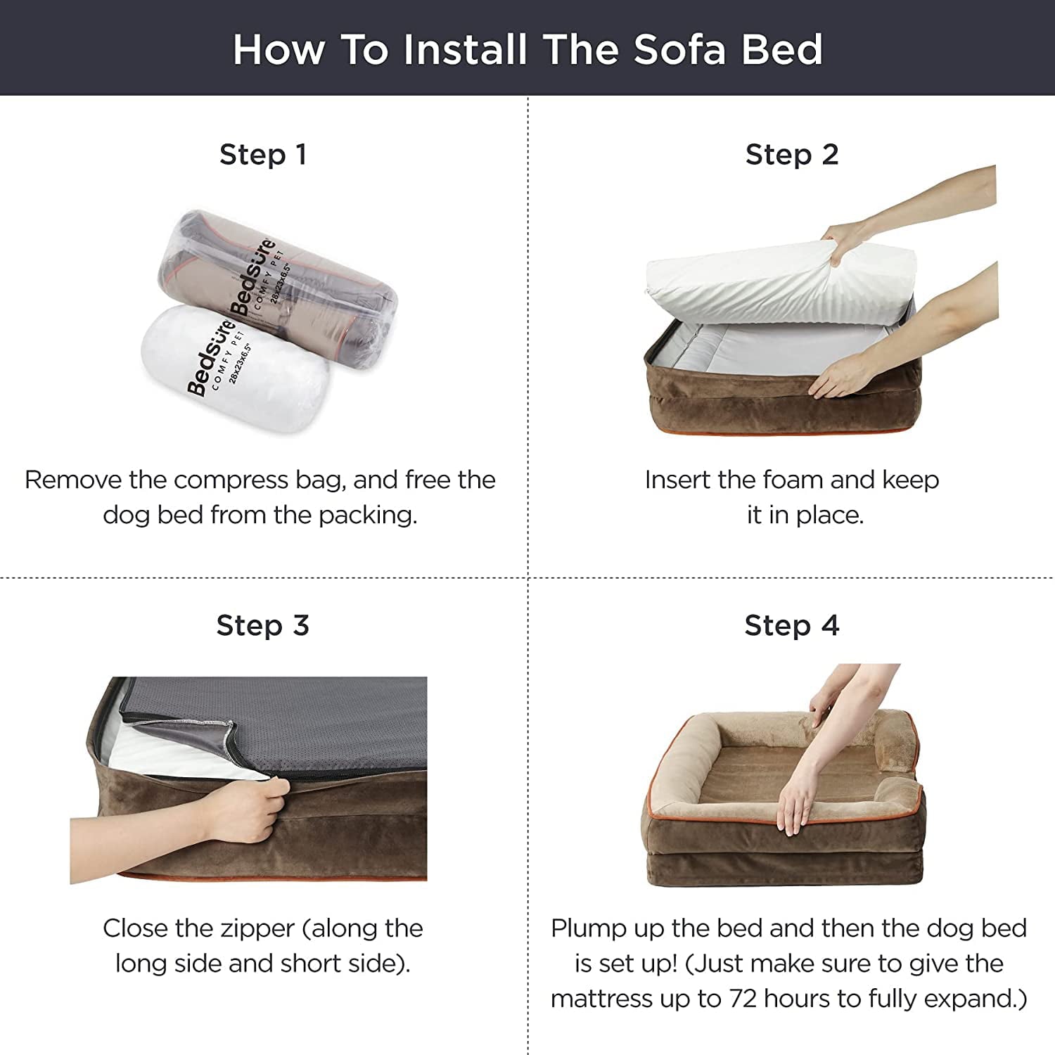 Bedsure Orthopedic Dog Bed for Medium Dogs - Waterproof Dog Bed Medium， Foam Sofa with Removable Washable Cover， Waterproof Lining and Nonskid Bottom Couch， Pet Bed