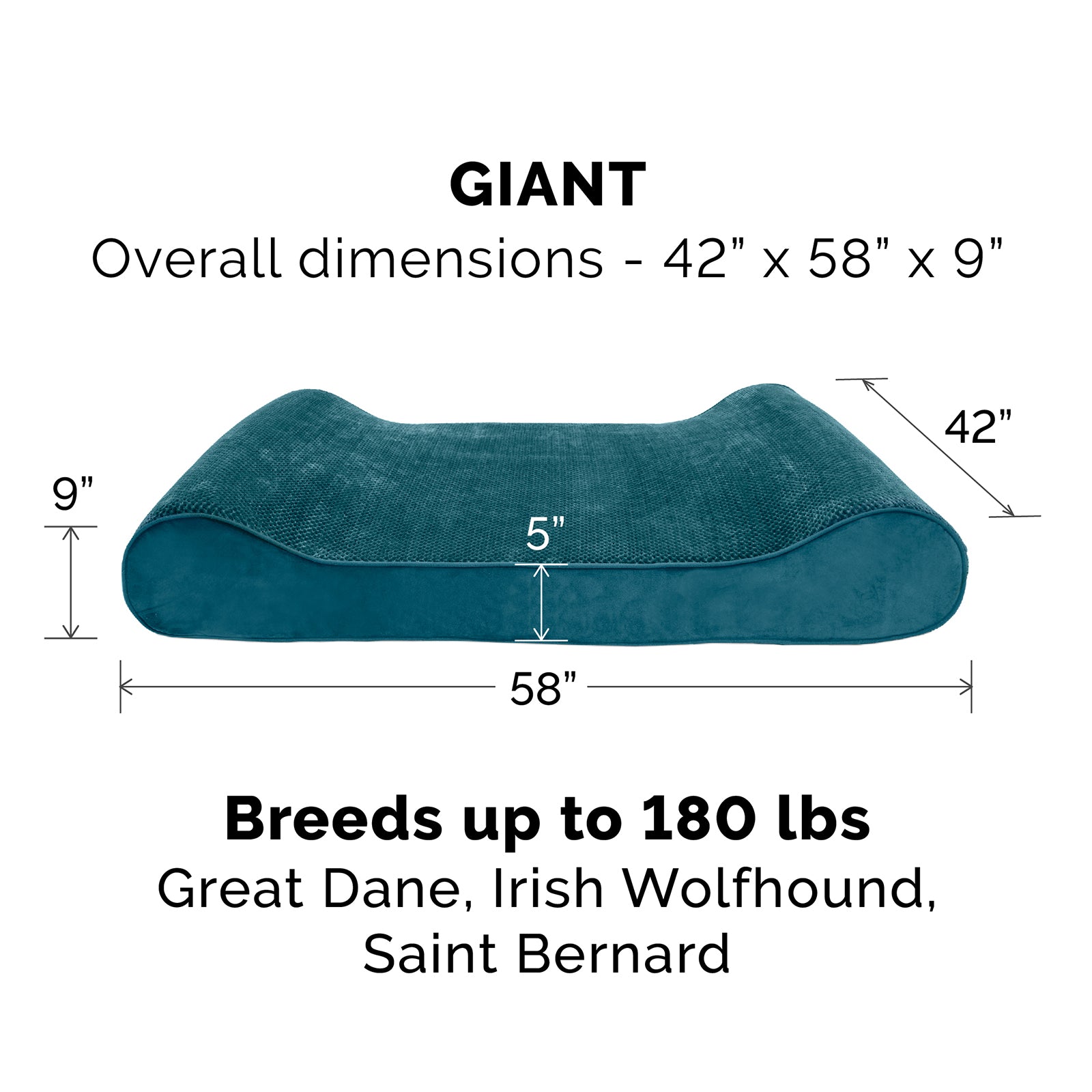 FurHaven | Cooling Gel Minky Plush and Velvet Luxe Lounger Pet Bed for Dogs and Cats， Spruce Blue， Giant