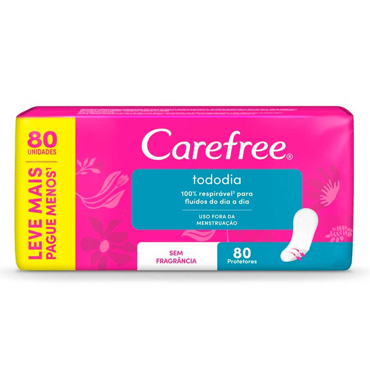 Protetor Diario Todo Dia sem Perfume Carefree 80 Unidades