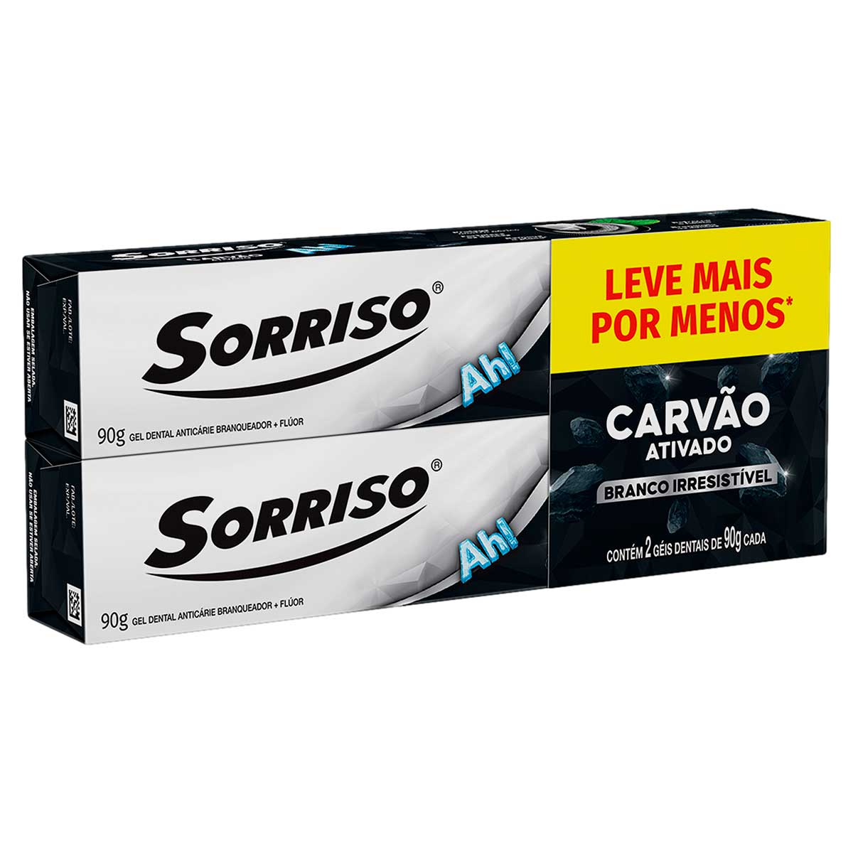 Kit Gel Dental Carvao Ativado Sorriso Branco Irresistivel 2 Unidades 90g Cada Leve Mais Pague Menos