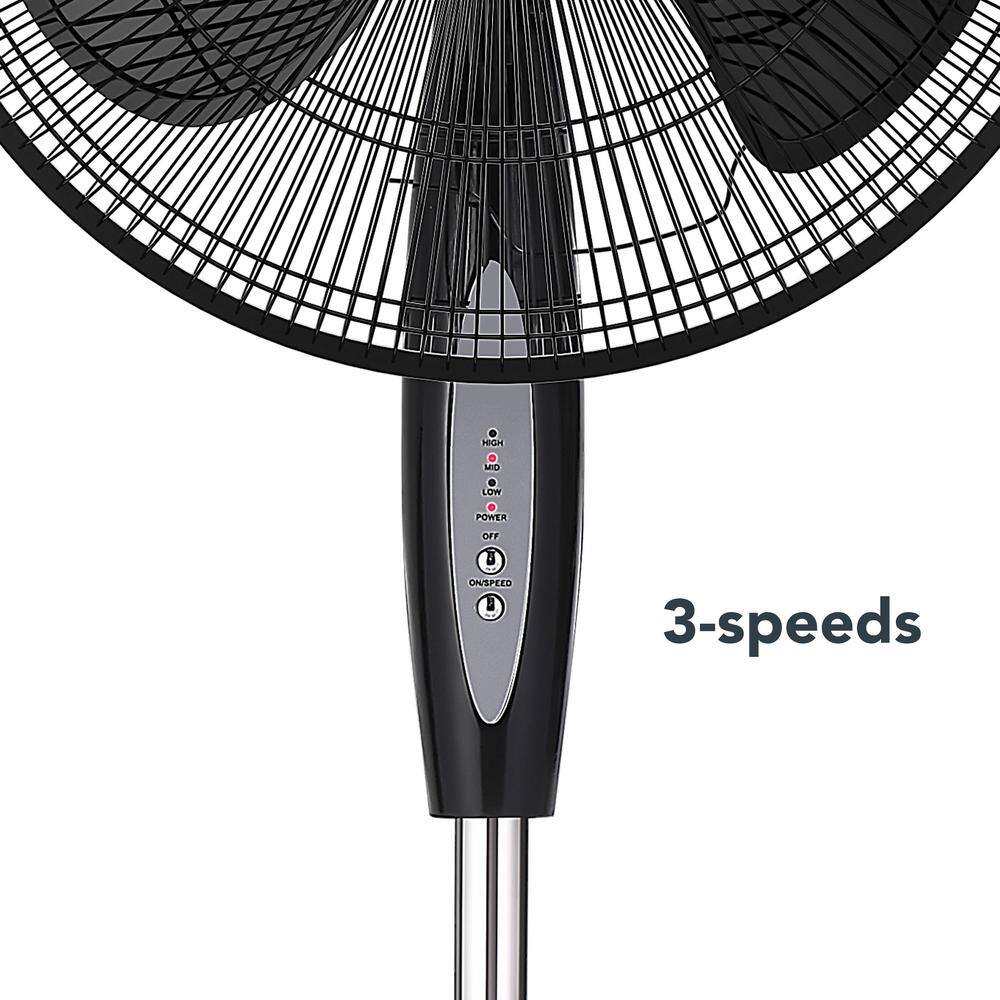 Hampton Bay 16 in. 3 Speed Digital Oscillating Standing Fan with Adjustable Height 12102