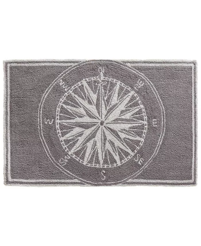 Liora Manne' Frontporch Compass Black and Gray 1'8