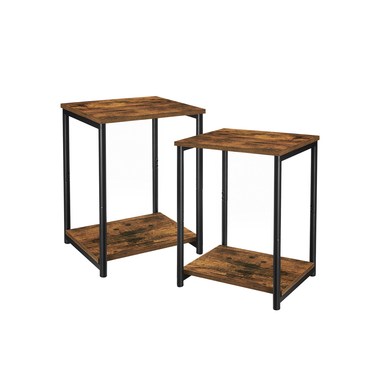 VASAGLE End Tables Set of 2Rustic Brown + Black