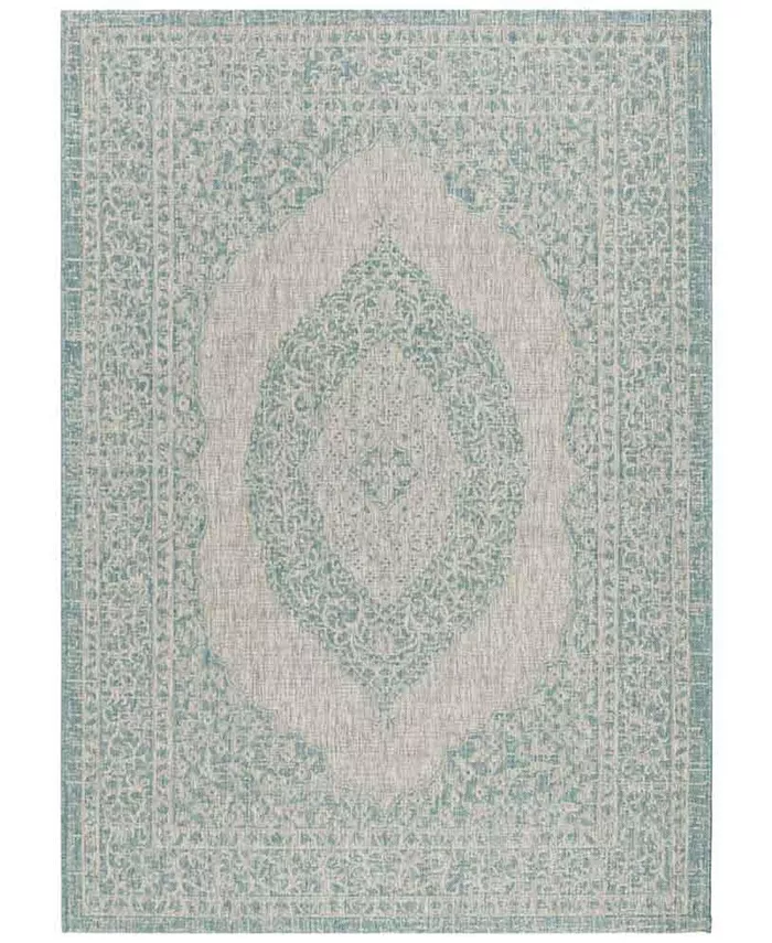 Safavieh Courtyard Light Gray and Aqua 2' x 3'7
