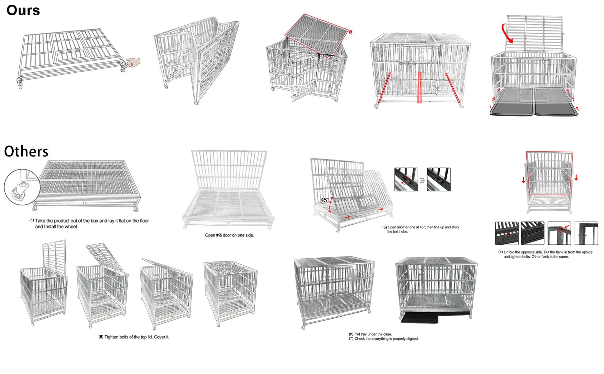 confote Heavy Duty Stainless Steel Dog Cage Kennel Crate and Playpen for Large Dogs， 37”