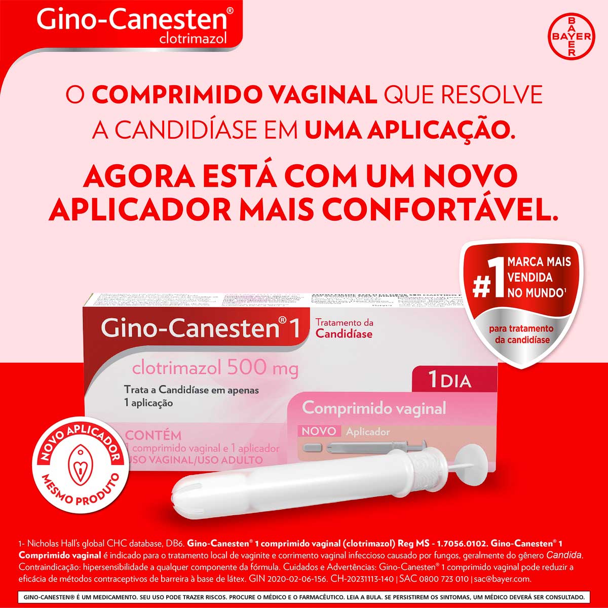Comprimido Vaginal Gino-Canesten Tratamento da Candidiase 1 Dia