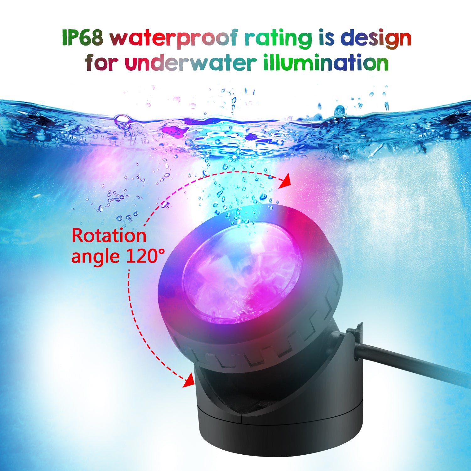 Image® 4 Pack 48LED Underwater Spotlight RGB Pond Lights Submersible Pool Fountain Aquarium Lamp