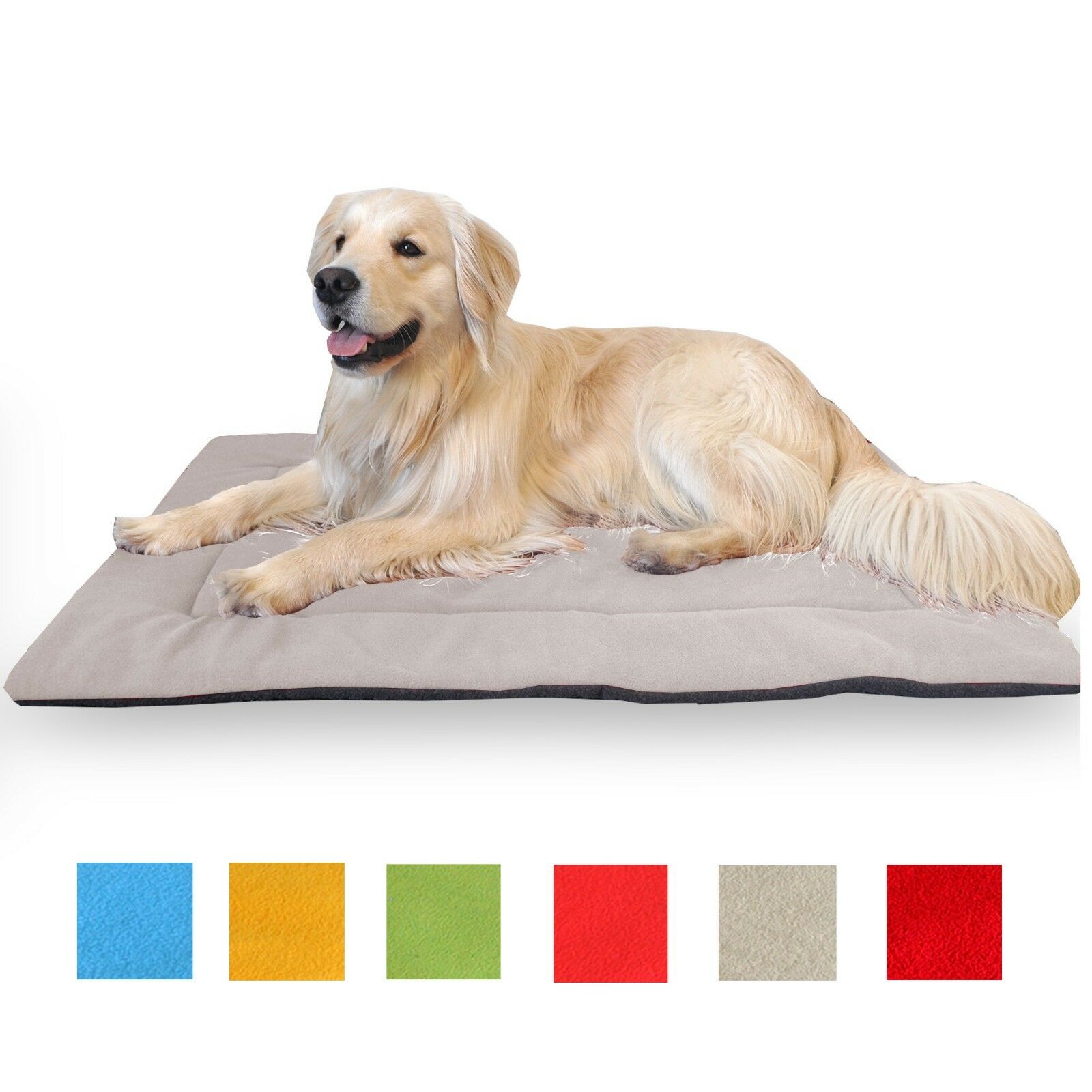 Comfort Pet Nap and Crate Mat Blue Red Maroon Green Tan Fiesta Plush， Small， Tan