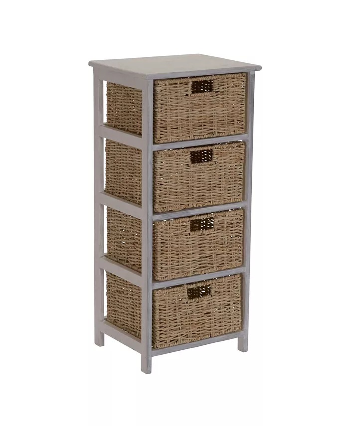 Household Essentials Household Essential Whitewash 4-Basket Storage Tower