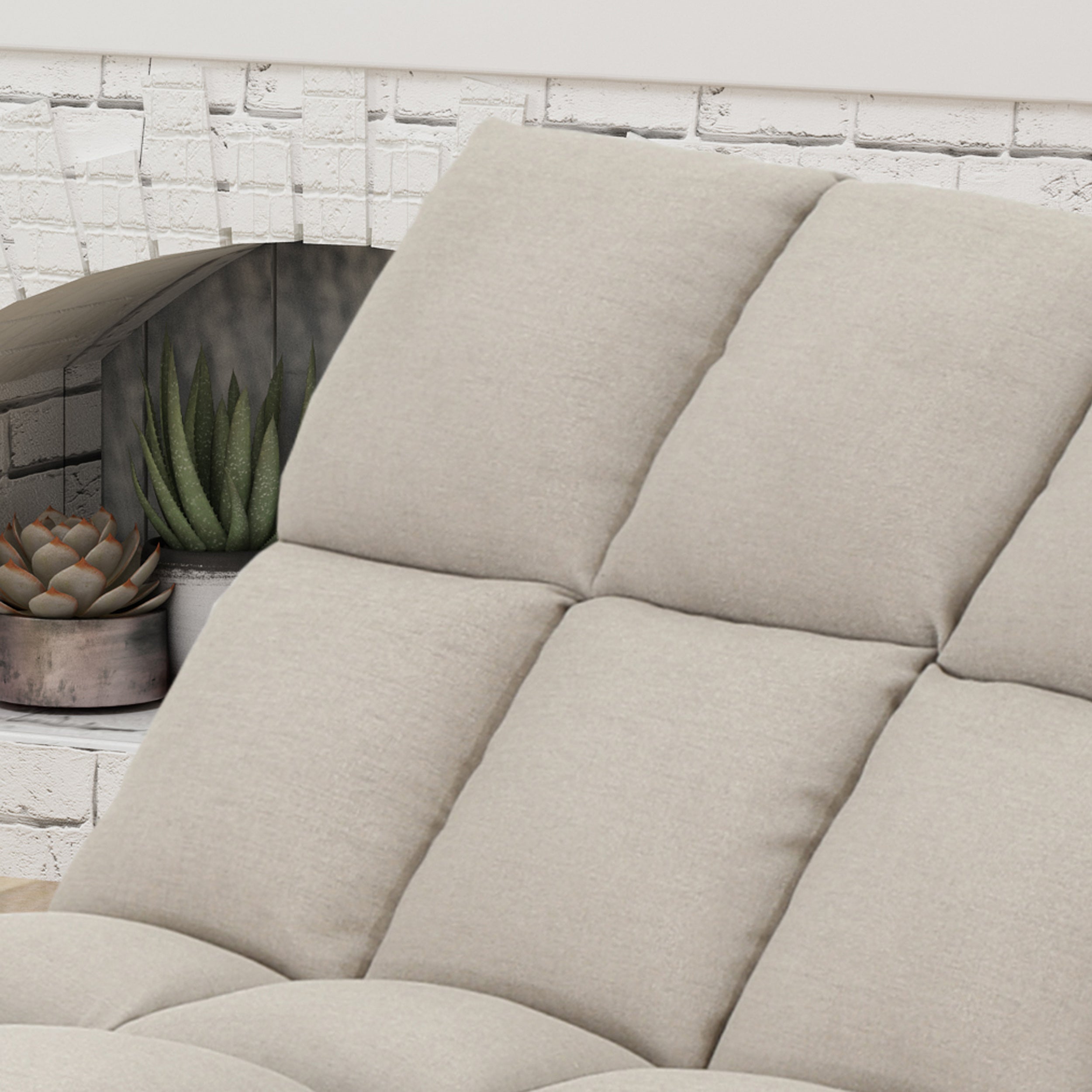 Olympia Modern Tufted Fabric Double Chaise Lounge