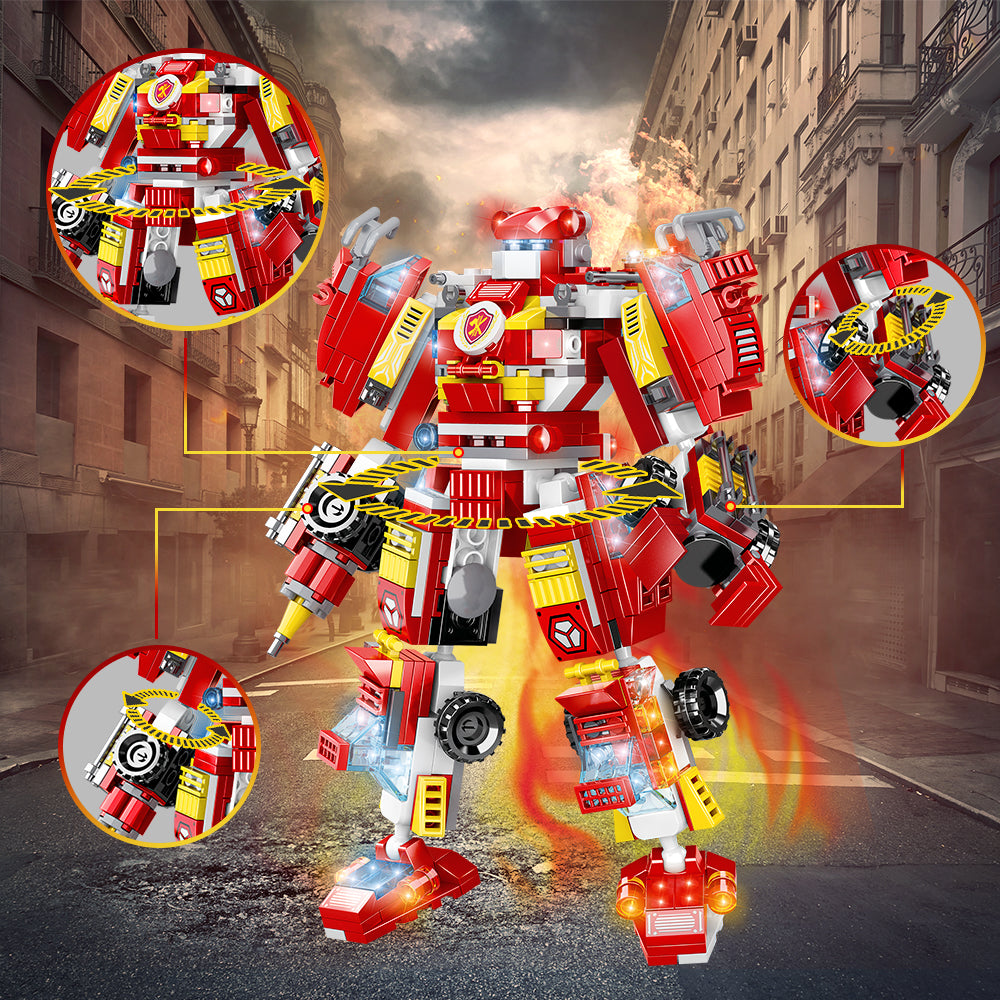 HOGOKIDS  591pcs STEM Fire Robot Construction Building Toy Sets， 13 in 1 Fire Rescue Building Bricks Kids Gift for Age 6 7 8 9 10+ Year