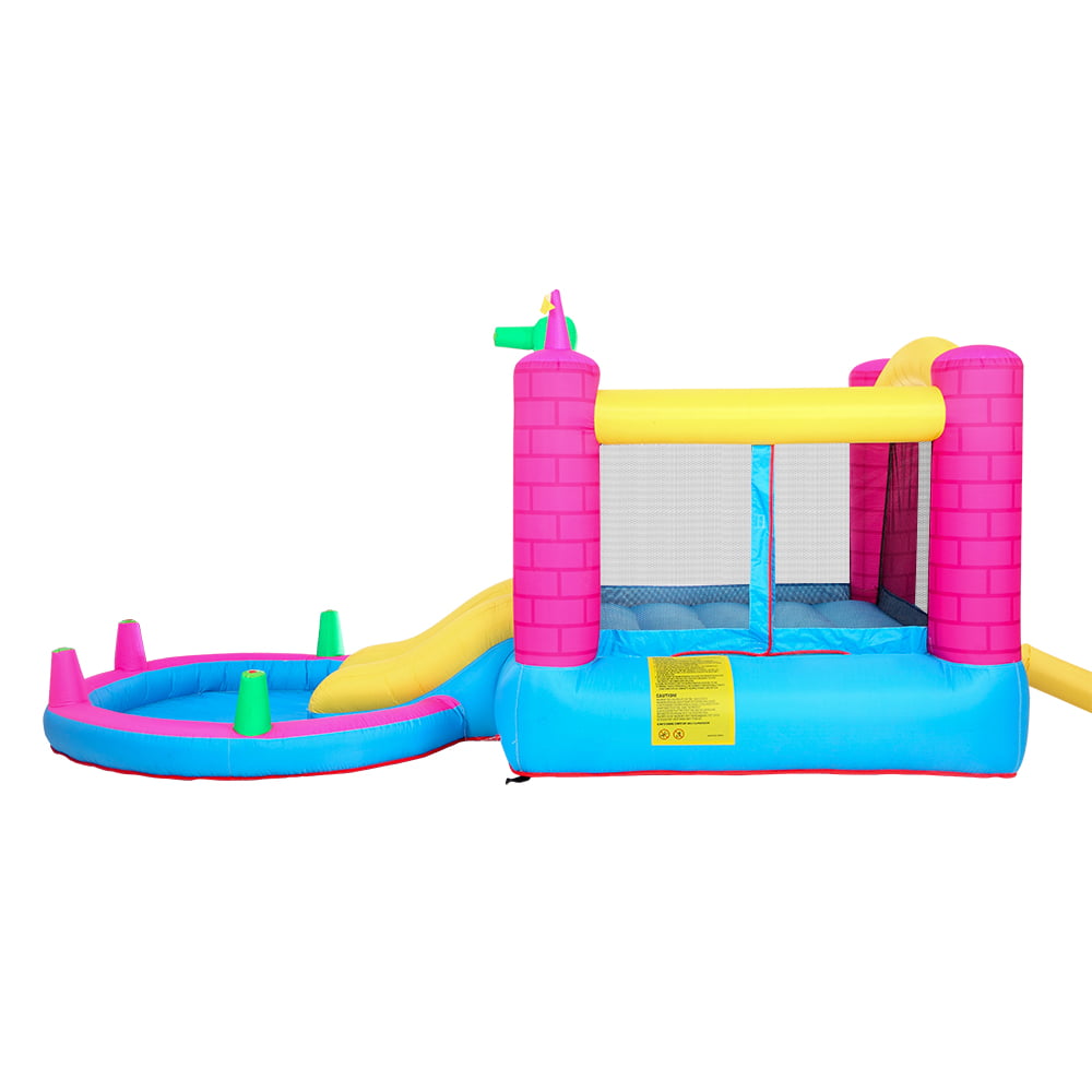 SalonMore Inflatable Bounce House with Blower，Pool and Water Slide and Splash，Multi-color Tank
