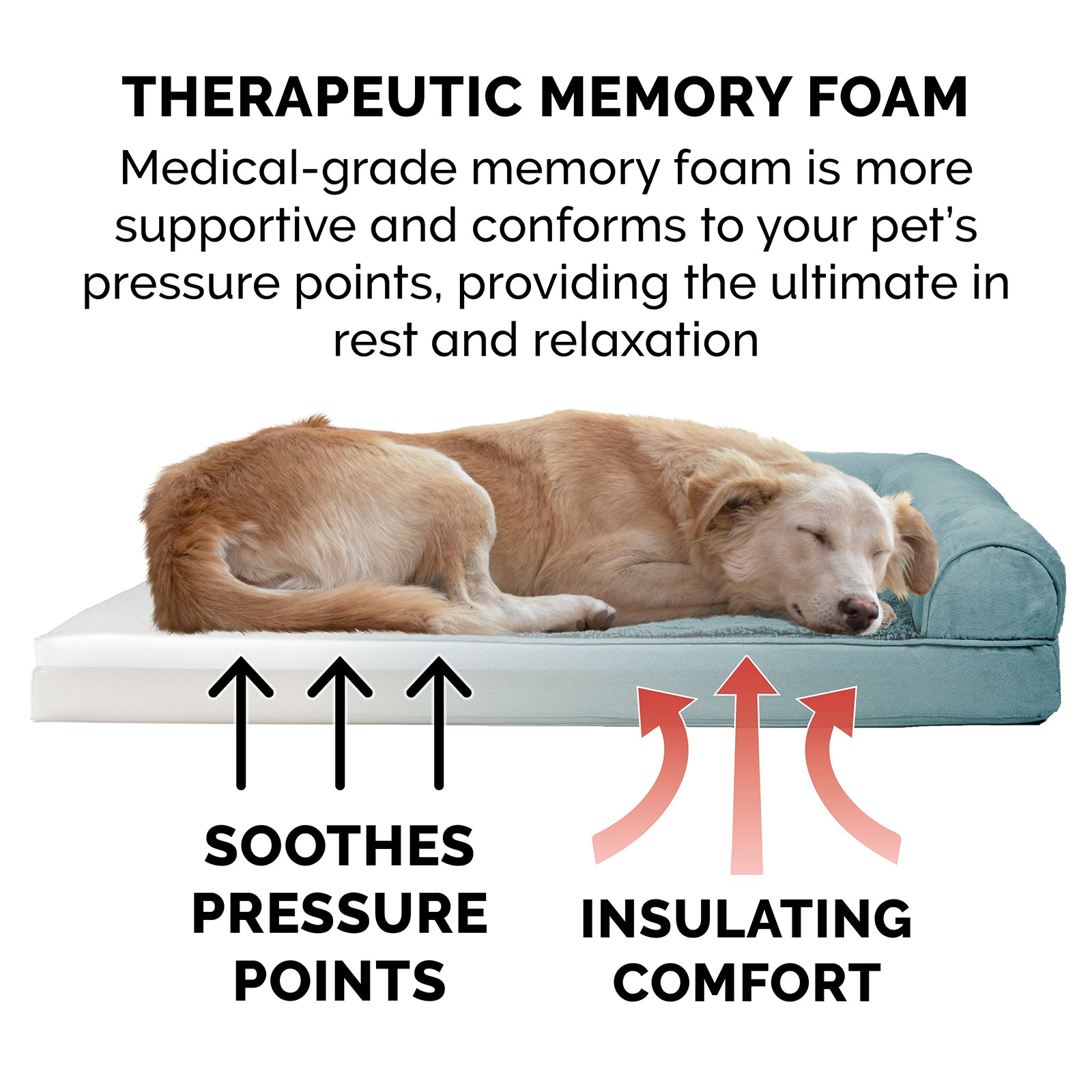 FurHaven Pet Products | Memory Foam Plush and Suede Sofa Pet Bed for Dogs and Cats， Deep Pool， Large