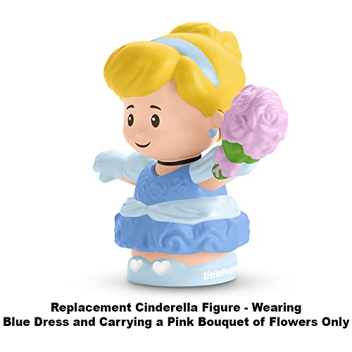 Replacement Part for Fisher-Price Little People Princess Cinderella and Prince Charming Figure Pack - FKW19 ~ Replacement Cinderella Figure ~ Wearing Blue Dress and Carrying a Pink Bouquet of Flowers