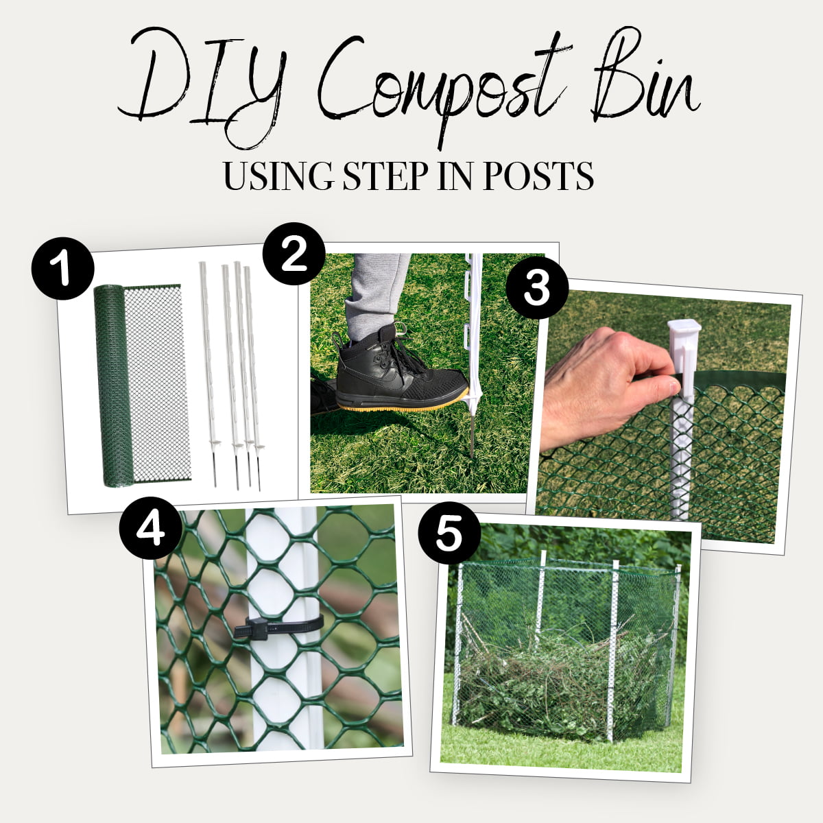 Expert Gardener Step-in Post, White, 48"