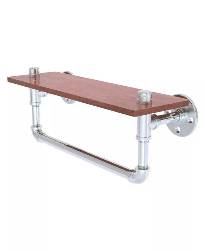 Allied Brass Pipeline Collection 16 Inch Ironwood Shelf with Towel Bar