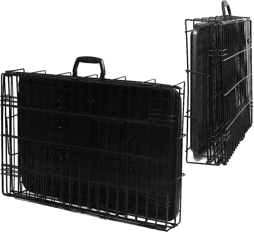 Paws and Pals Heavy Duty Foldable Double Door Dog Crate with Divider and Removable Tray (36-inch) (Medium)