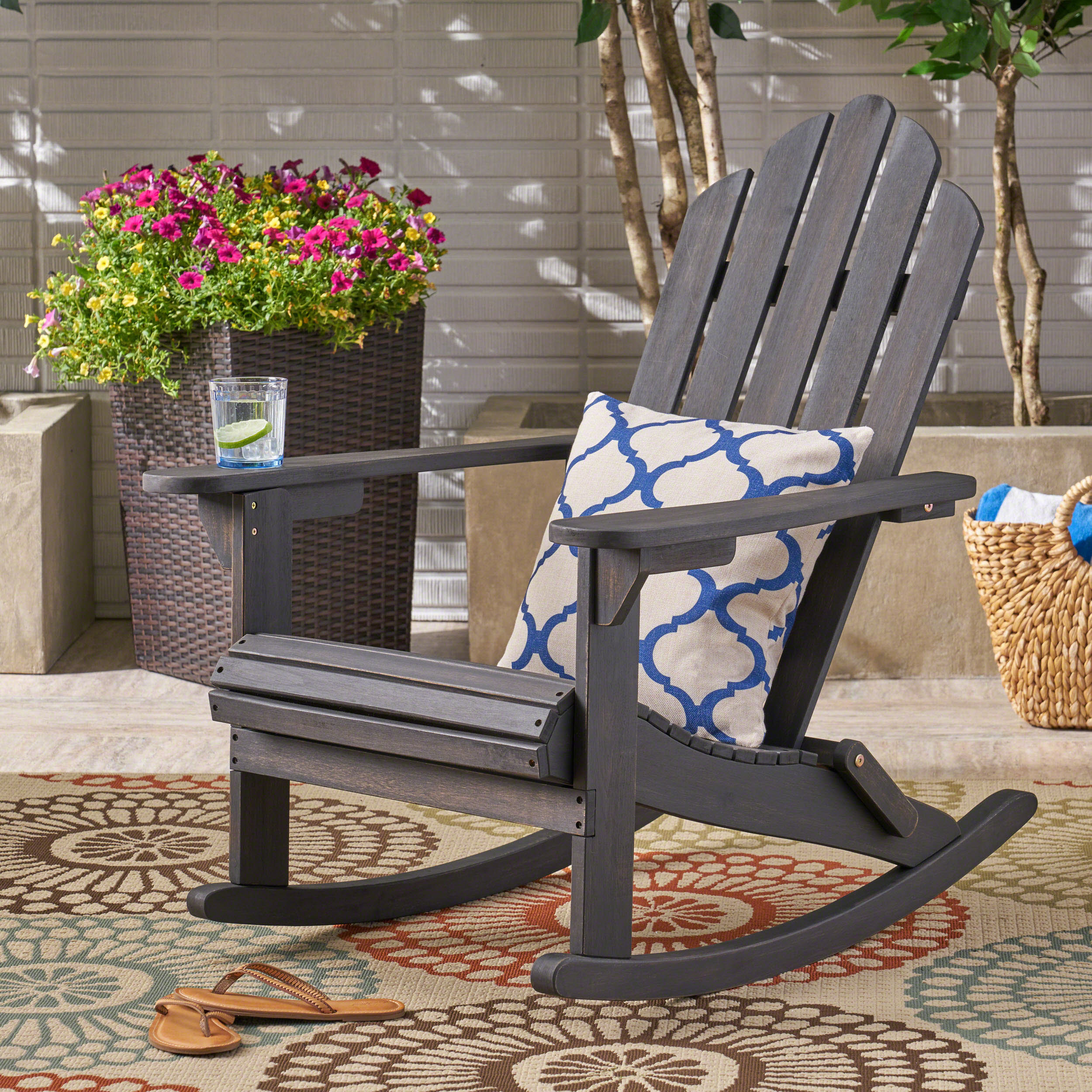 Cara Outdoor Adirondack Acacia Wood Rocking Chair