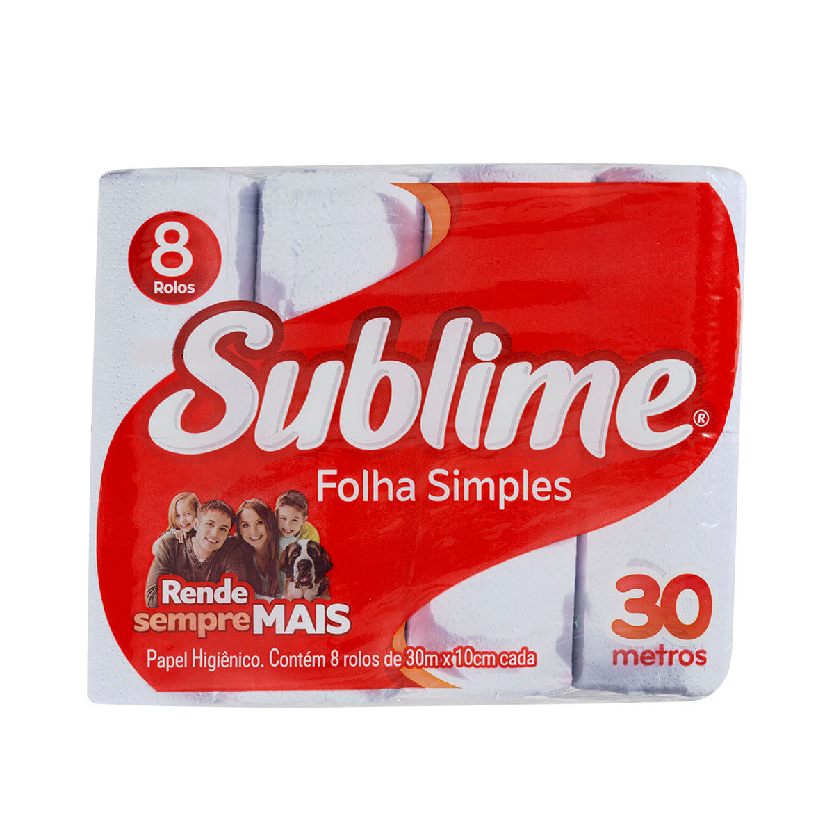 Papel Higienico Folha Simples 30 Metros Sublime com 8 Unidades