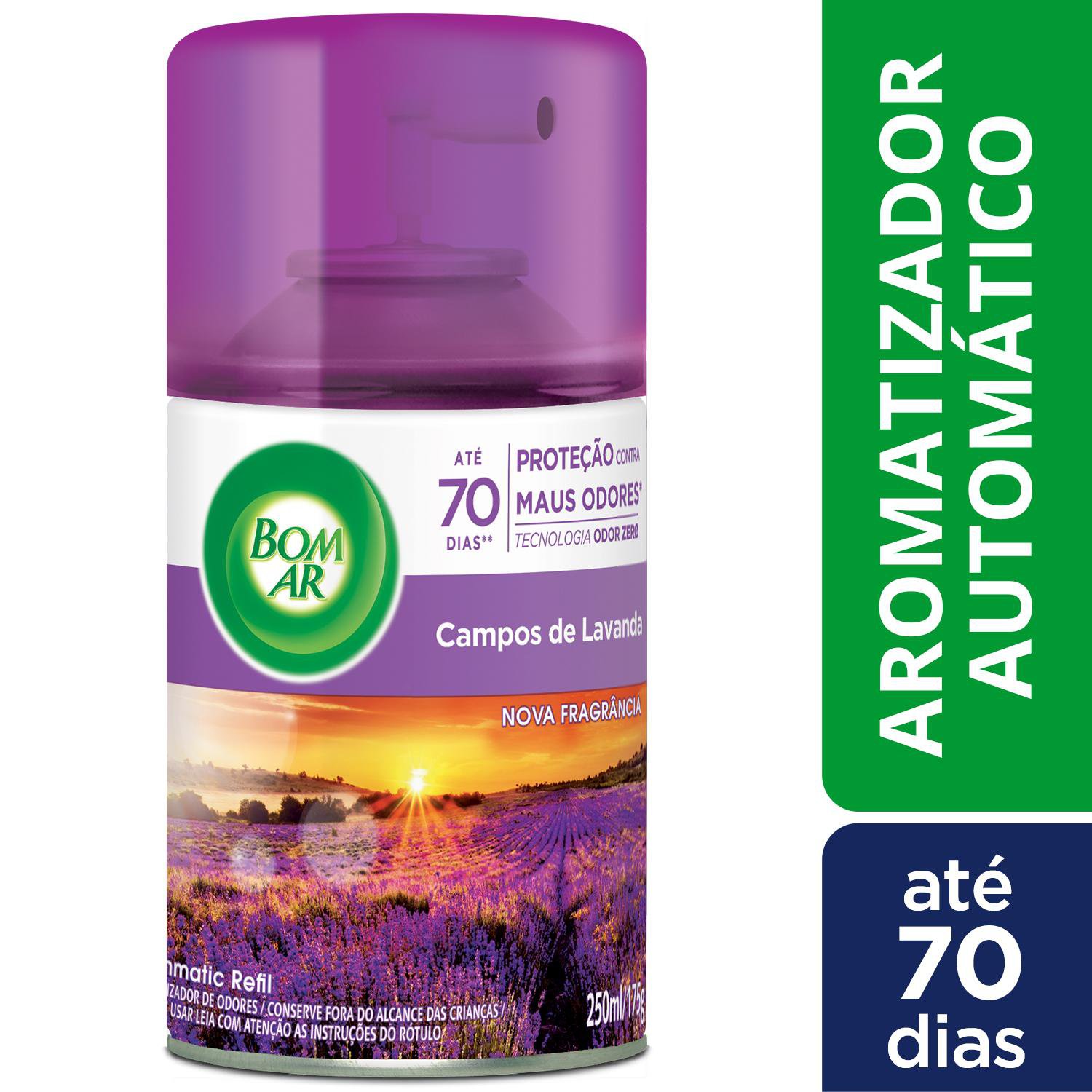Aromatizador de Ambiente Bom Ar Automatico Aerossol Freshmatic Campos de Lavanda Refil 250ml