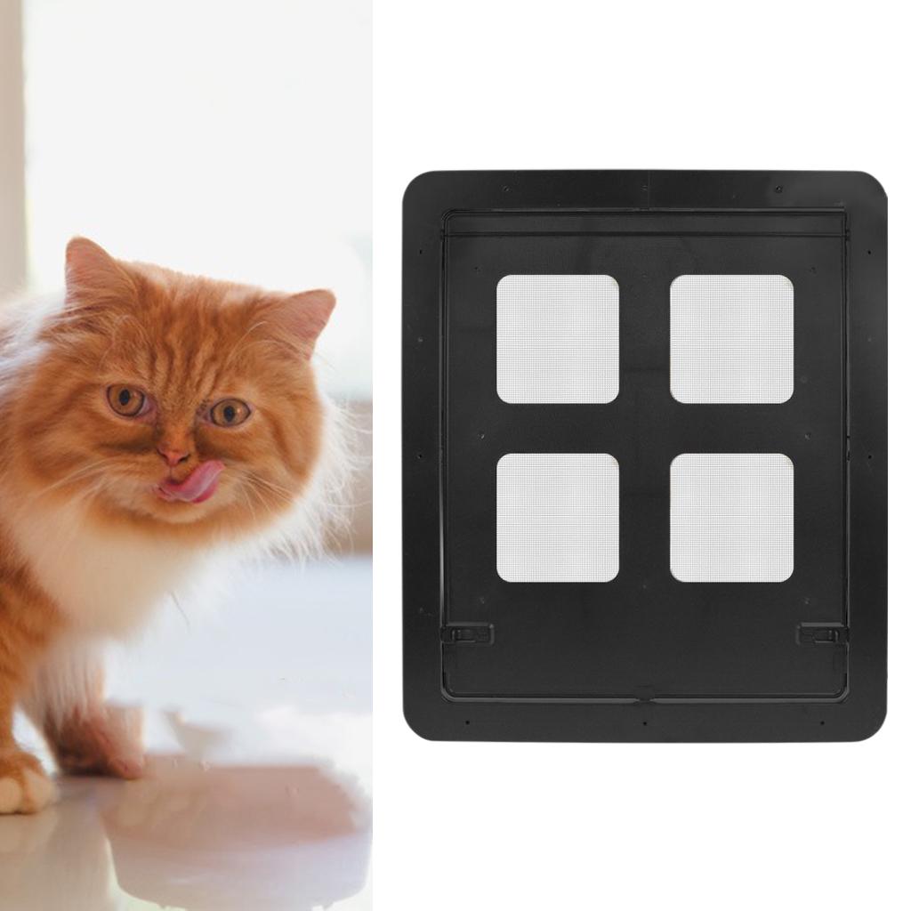 Locking Pet Door Gate with Locking Function Flap Door Animal Supplies for Medium Small Pet - Black， L L