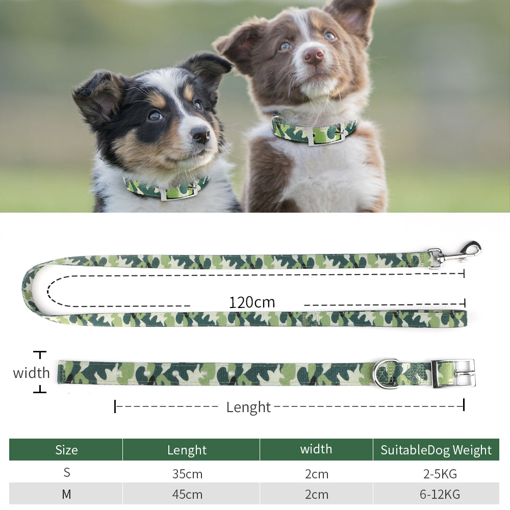 MASBRILL Durable Dog Collar Nylon Camouflage Adjustable Collar for Small Medium Dog Light-Green-S