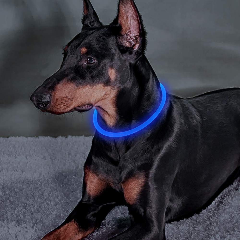 Light up LED Dog Collar - TPU Cuttable Glowing Puppy Cat Collar for Night Dog Walking