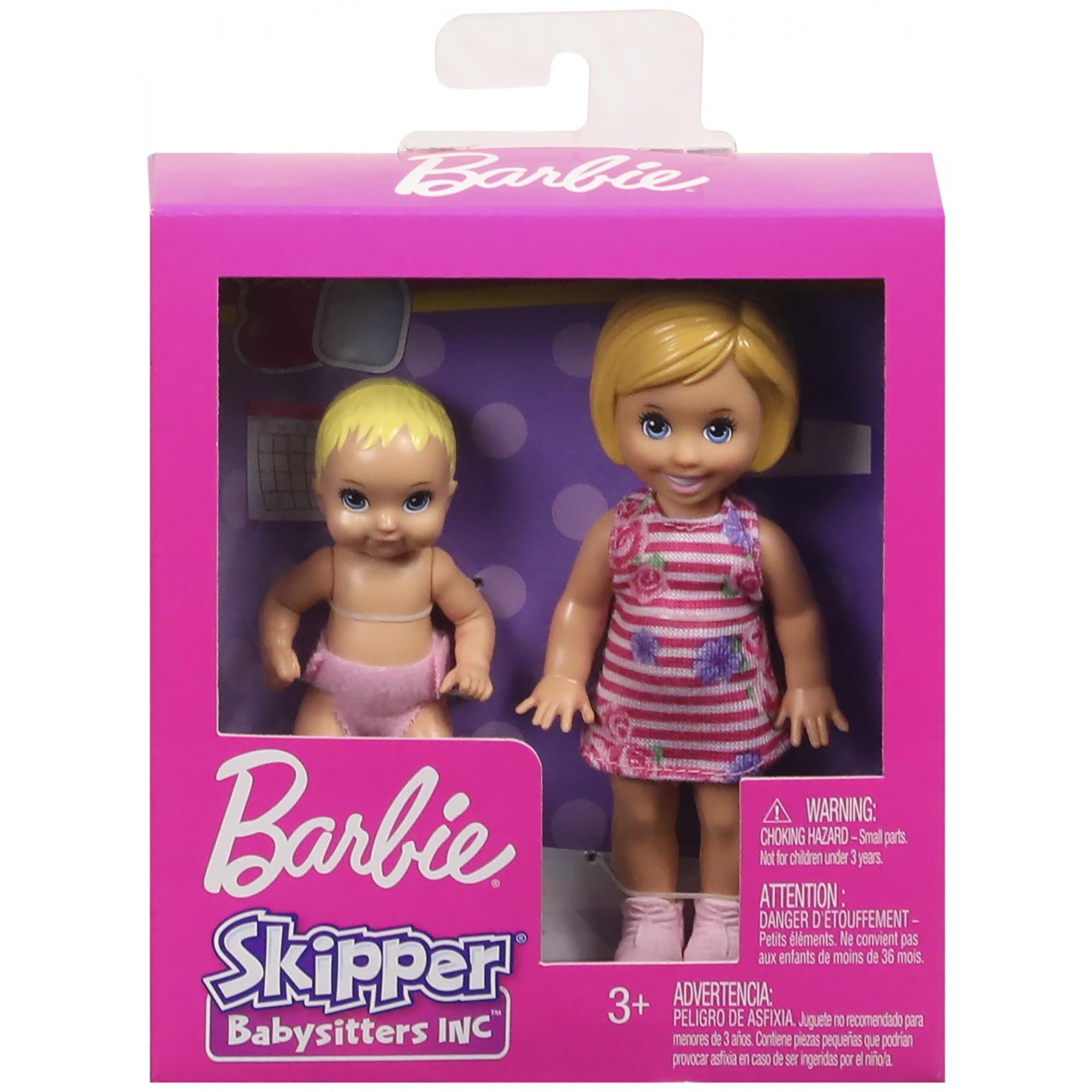 Barbie Skipper Babysitters Inc. Dolls, 2 Pack of Girl Siblings, Small Toddler Doll and Baby Doll Figure