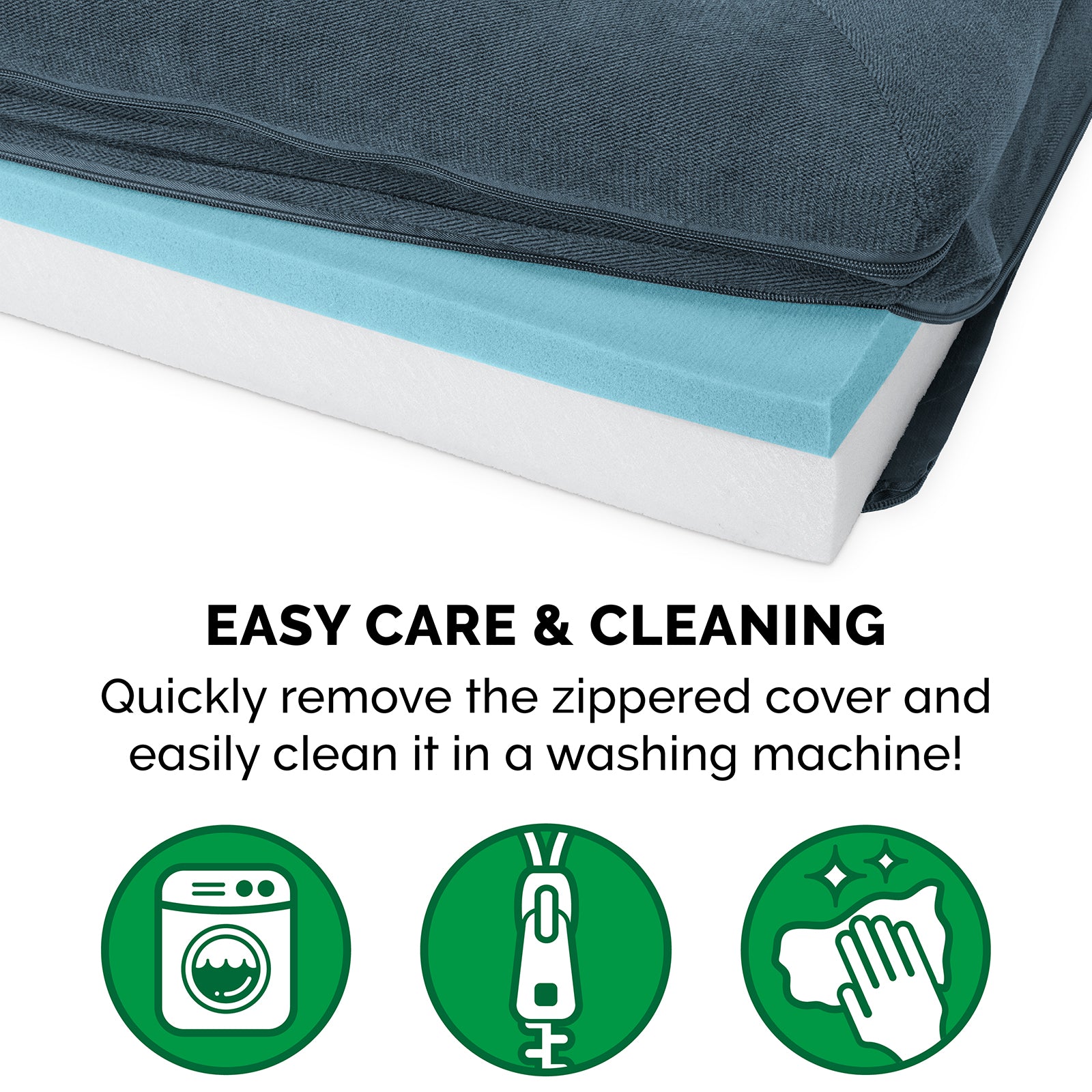 FurHaven | Cooling Gel Faux Fleece and Chenille Sofa Pet Bed for Dogs and Cats， Orion Blue， Large