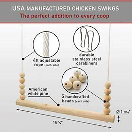 Kreigaven Chicken Swing Toy for Coop Natural Safe Large Wood Perch Ladder for Poultry Run Rooster Hens Chicks Pet Parrots Pollo Stress Relief for Birds