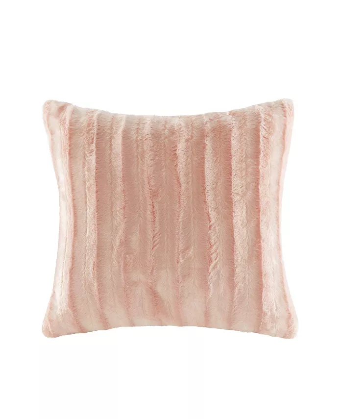 Gracie Mills Duke Faux Fur Square Pillow - Blush，  20x20