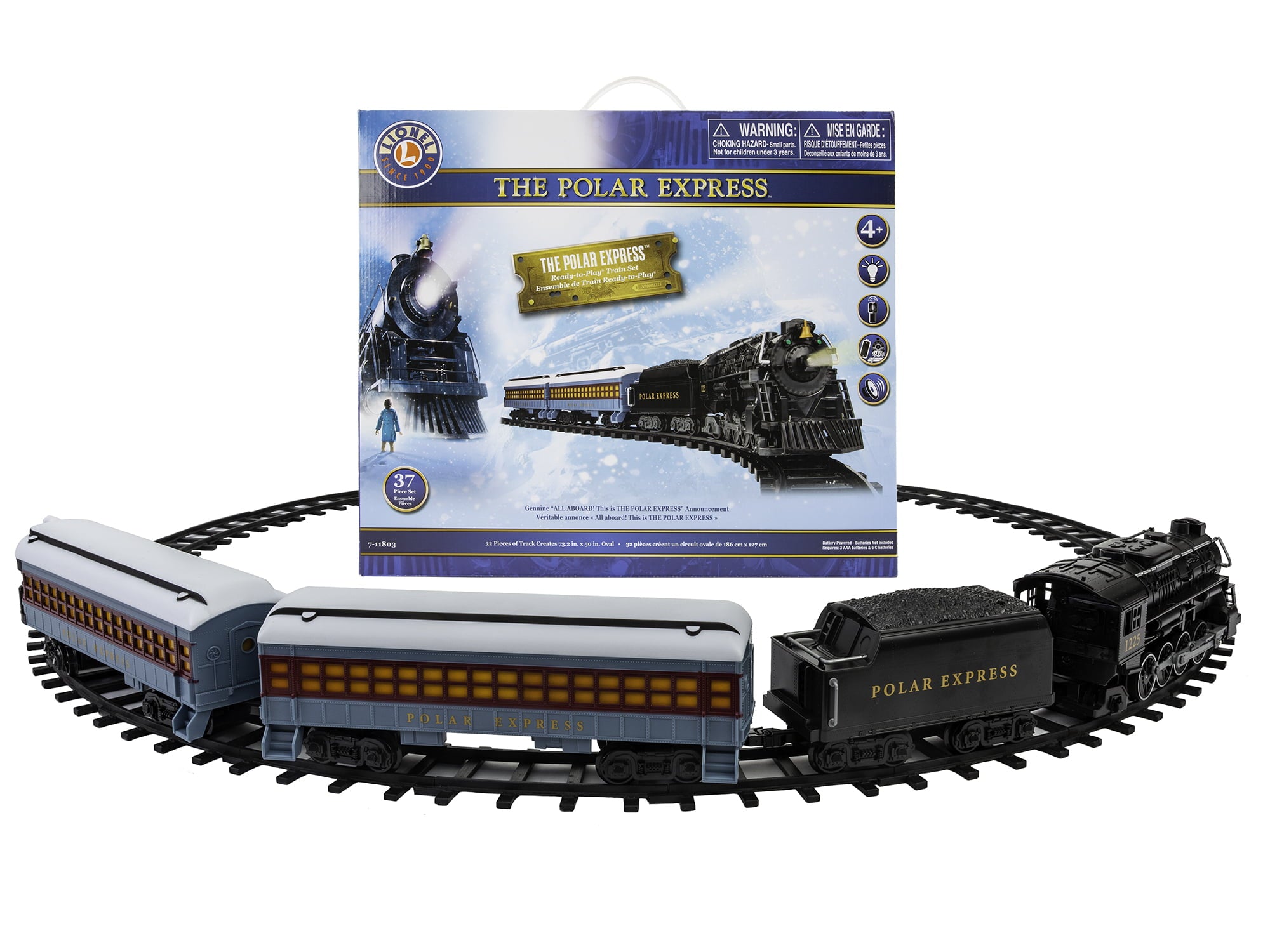 Lionel All Occasion Large Scale The Polar Express with Remote Battery Powered Model Train Set， 37 Pieces