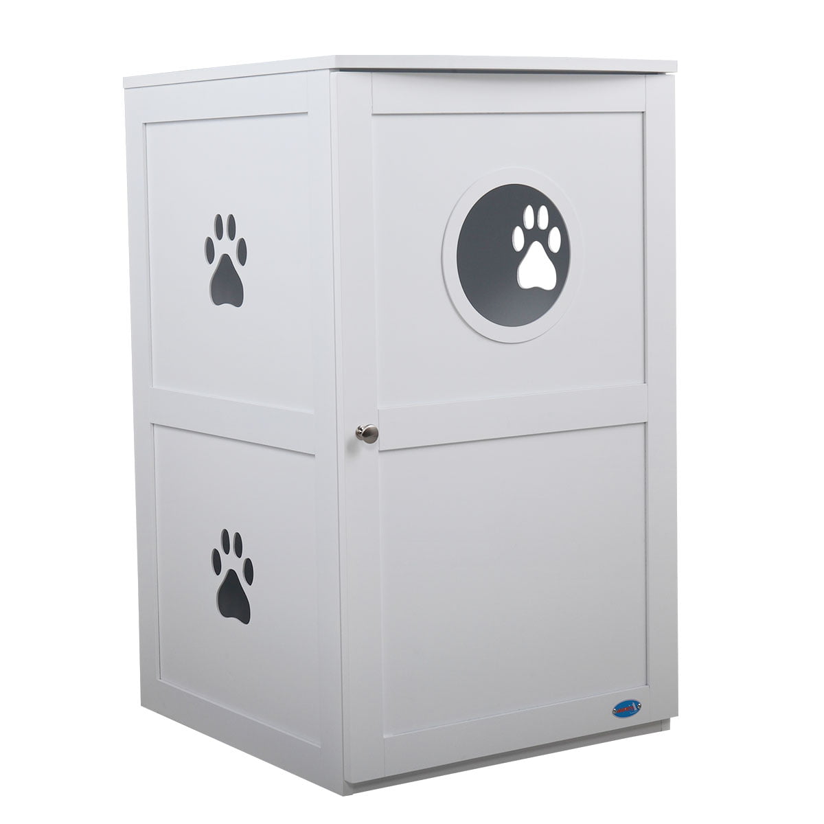 Coziwow 2-Story Cat Litter Box Enclosure Furniture Cat House Large Box Table， White