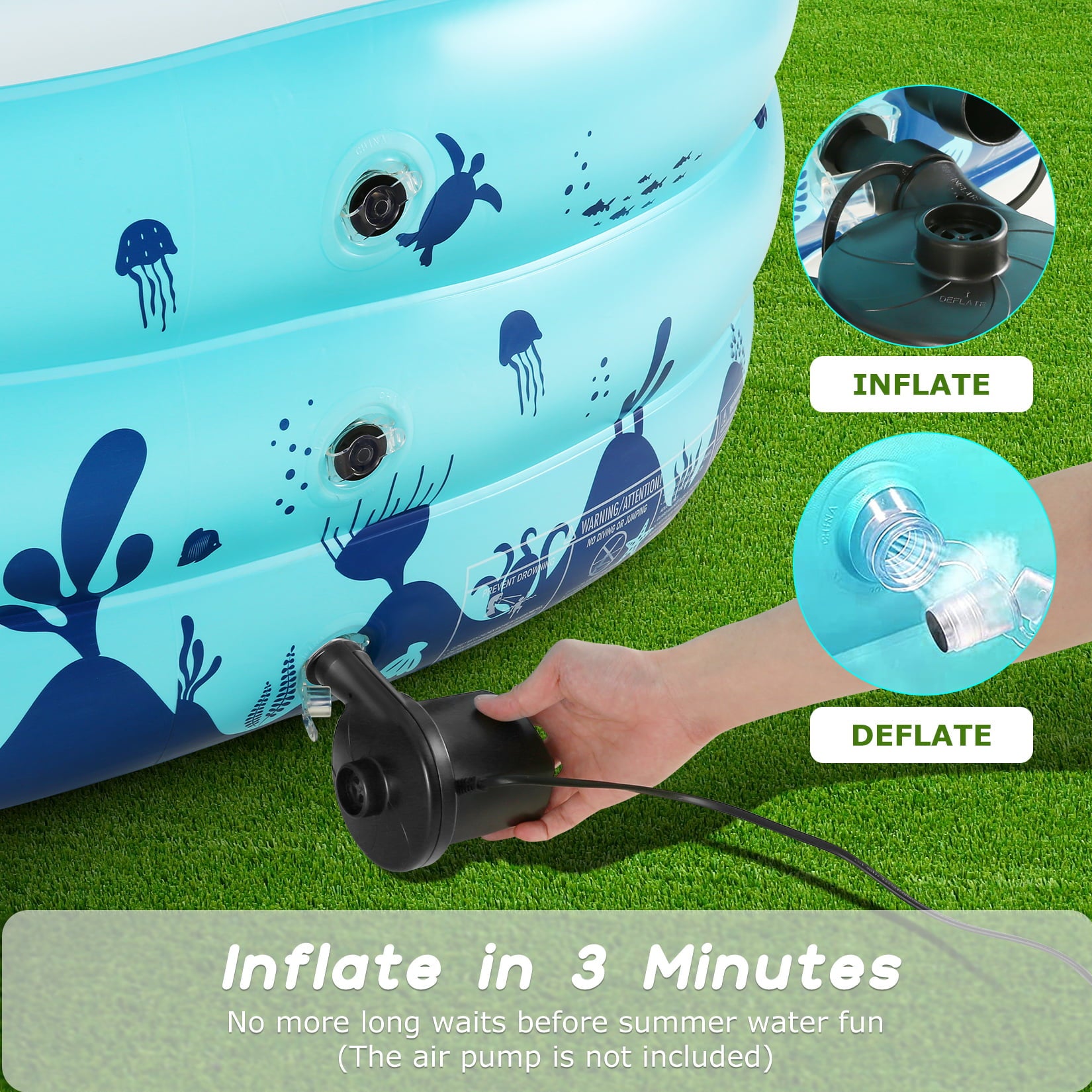 Funcid Inflatable Pool， Inflatable Swimming Pool for Kids and Adults， 120