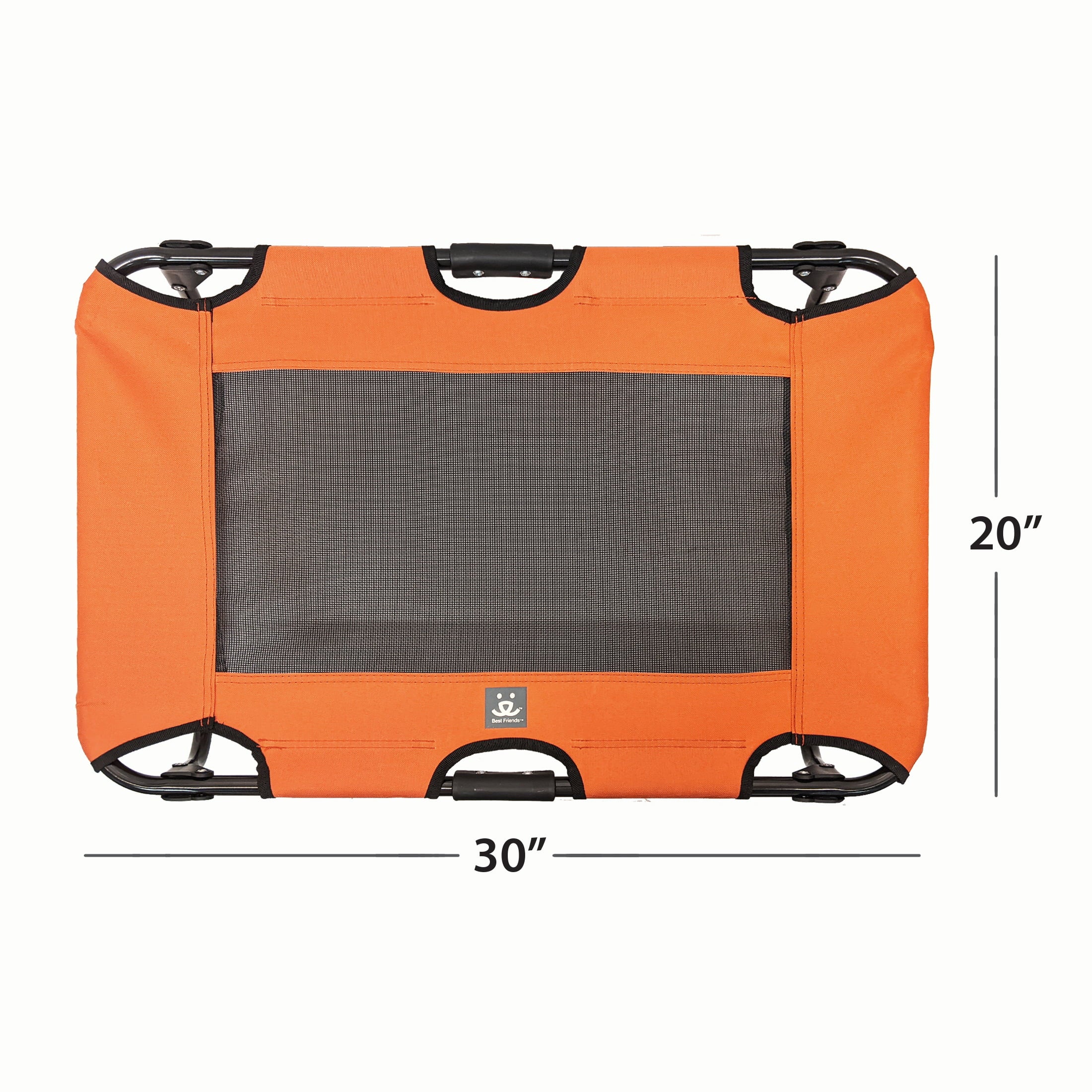 Best Friends Folding Pet Cot with Bonus Collapsible Bowl， Medium - Mesh Center for ventilation with Foldable Legs for easy travel - For pet up to 50 lbs. - Orange and Gray