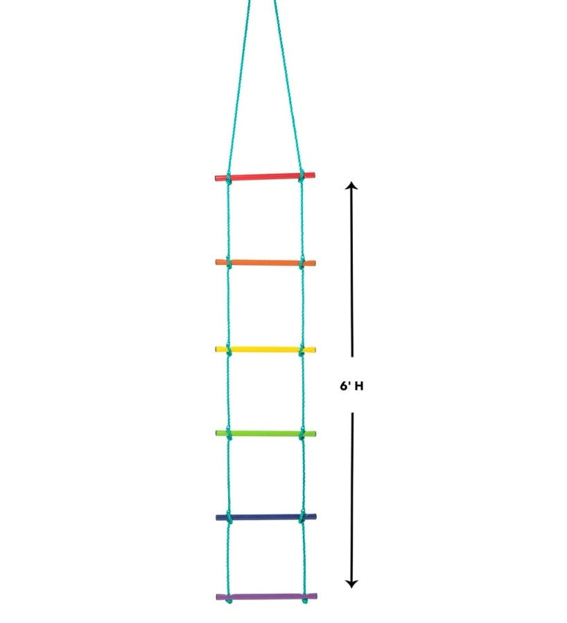 Over-the-Rainbow Climbing Rope Ladder Playground Swing Sets Tree House Accessories Sturdy Nylon Enamel Coated Smooth Metal Rungs， 6' Long
